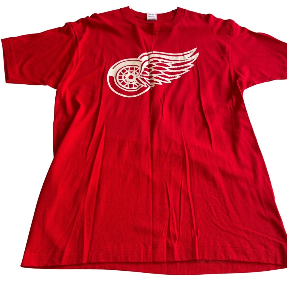 Vintage Detroit Red Wings Logo T-Shirt Mens L Red Fruit of the Loom‎ Made in USA